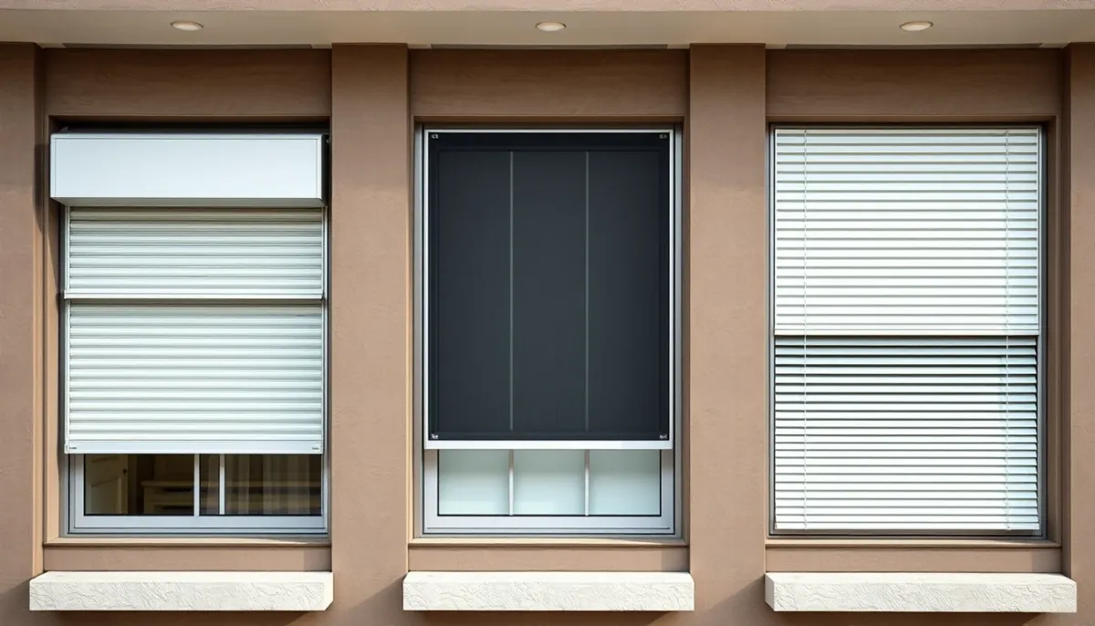 Comparaison de trois types de protections solaires: coffre intégré, screen et jalousie extérieure
